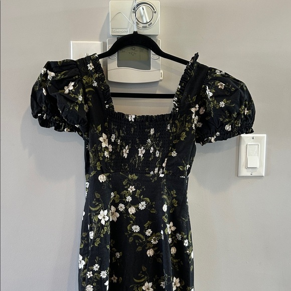 MAEVE LINEN BLEND PUFF-SLEEVE SWEETHEART MIDI DRESS NWT - Picture 5 of 12